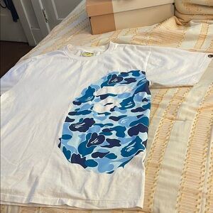 Bape White and Blue Camo Short Sleeve Tee